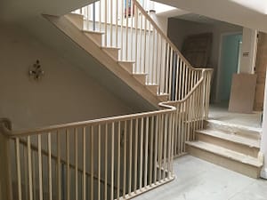 house being built, wooden staircase